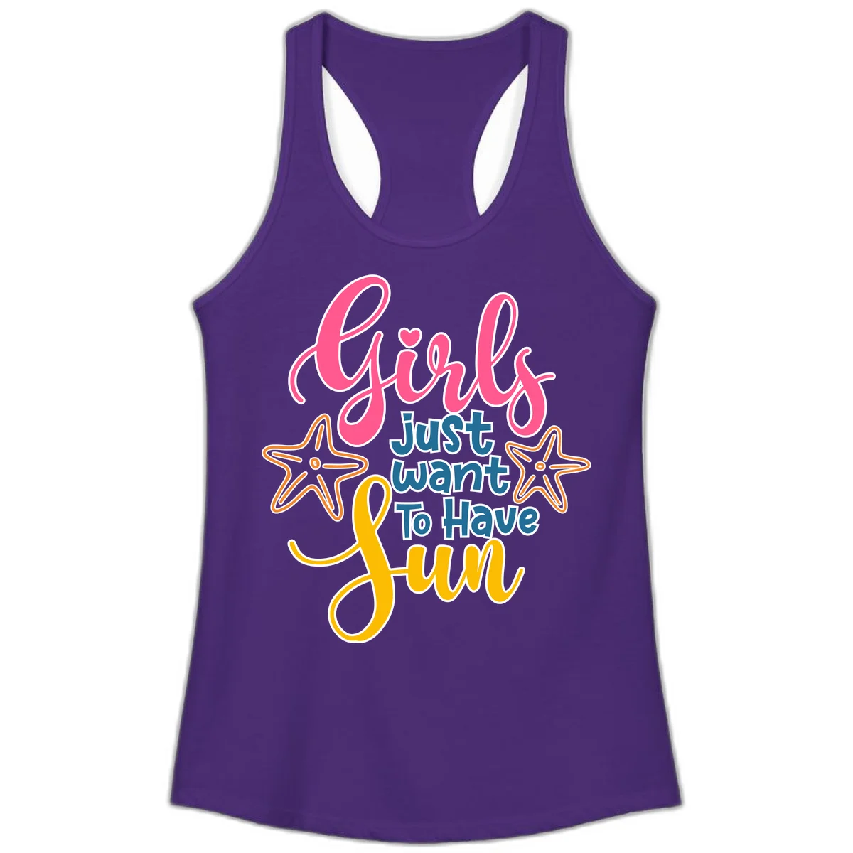 Girls Just Want To Have Fun Cruise Ladies Tank in Solid Purple Rush