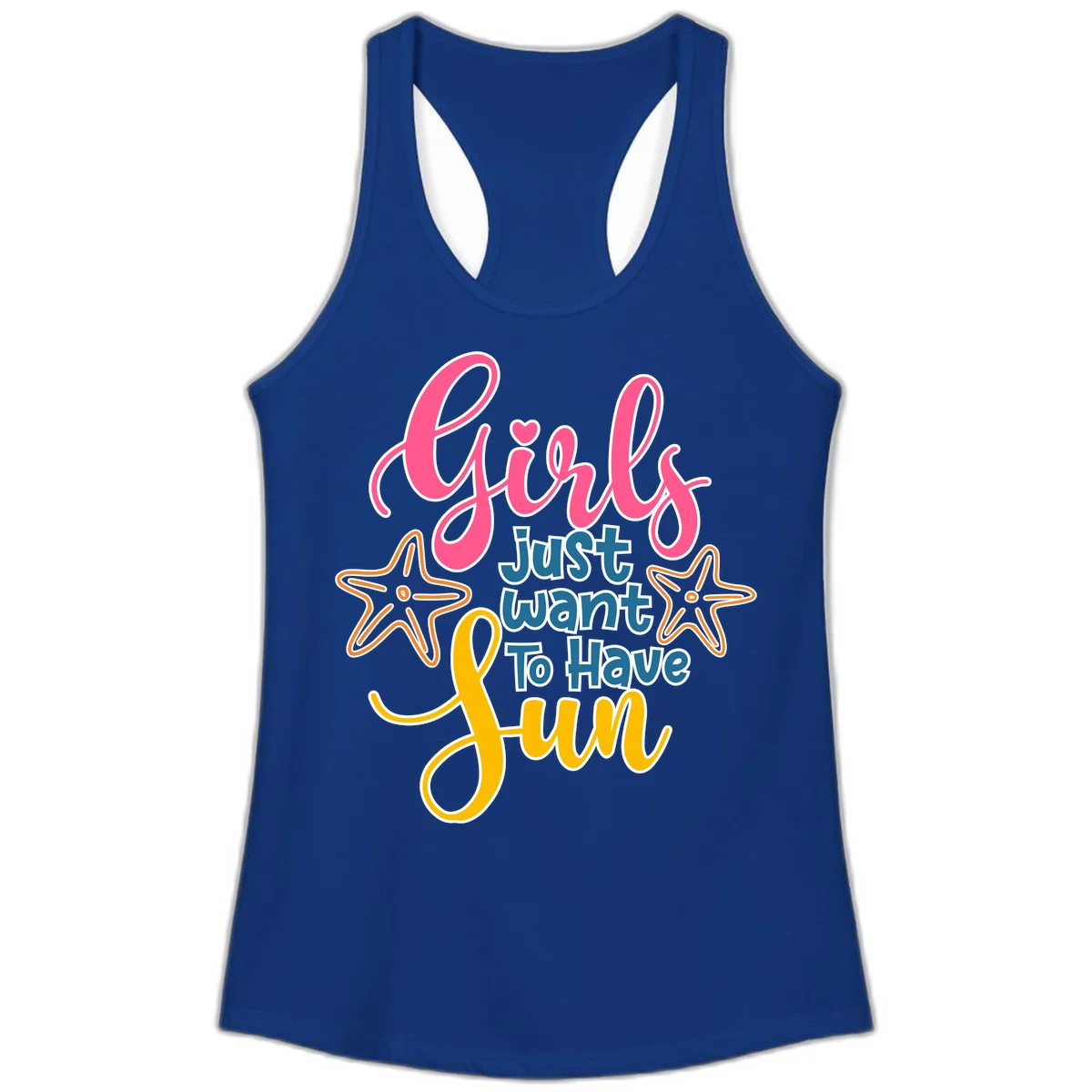 Girls Just Want To Have Fun Cruise Ladies Tank in Solid Royal