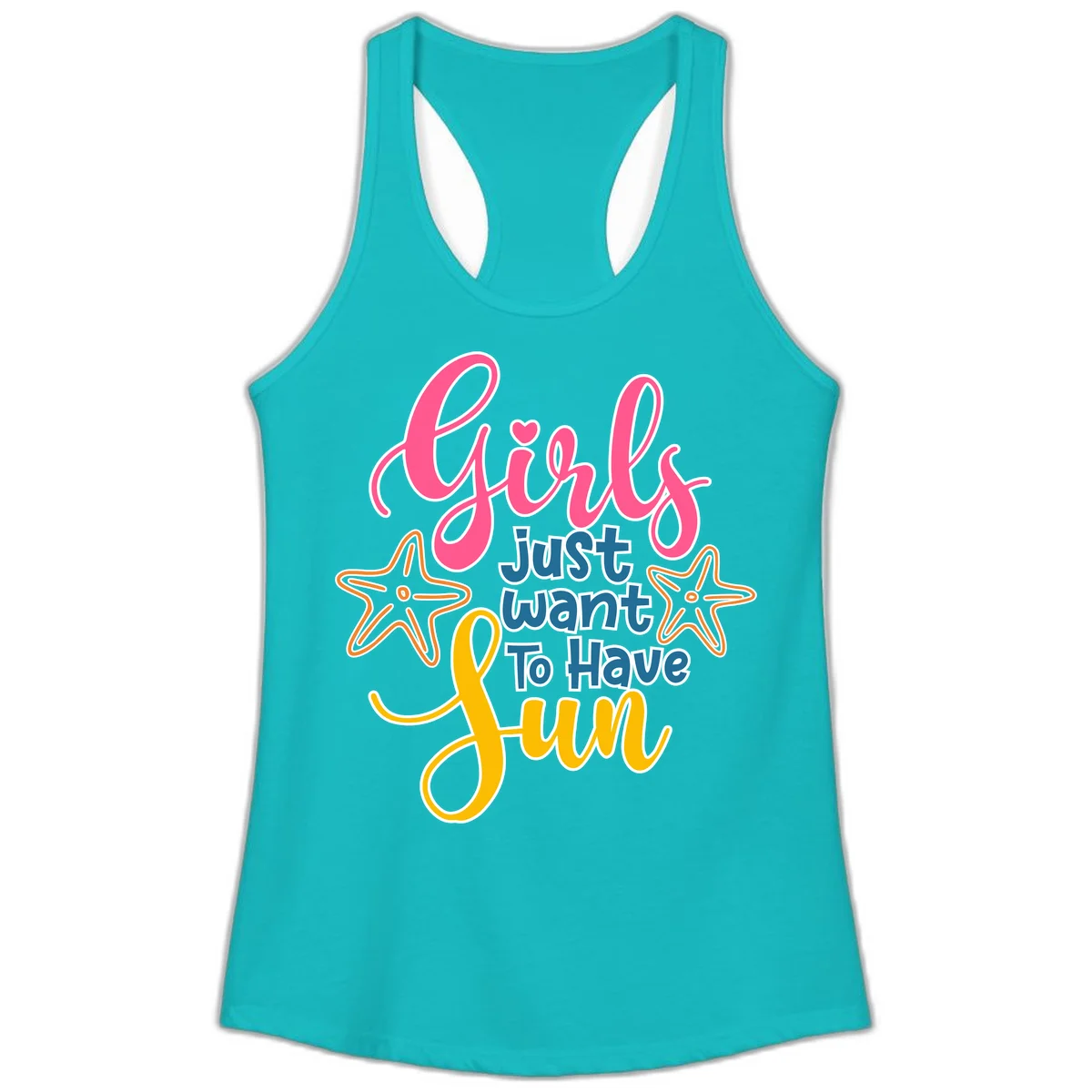 Girls Just Want To Have Fun Cruise Ladies Tank in Tahiti Blue