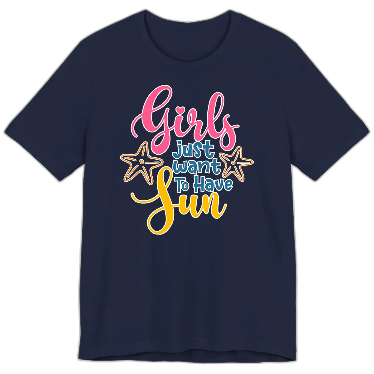 Girls Just Want To Have Fun Cruise Premium T-Shirt in Navy