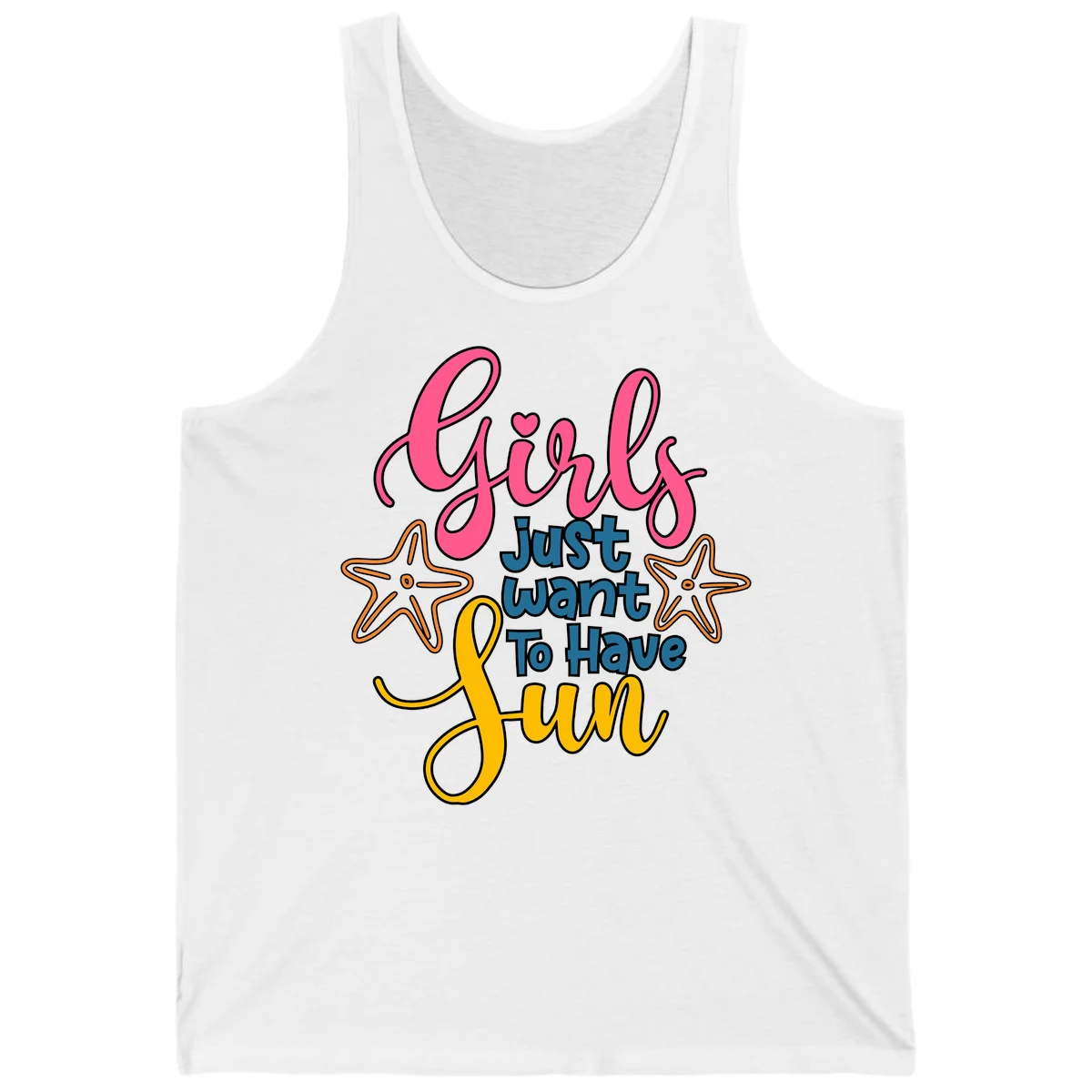 Girls Just Want To Have Fun Cruise Tank Top in White