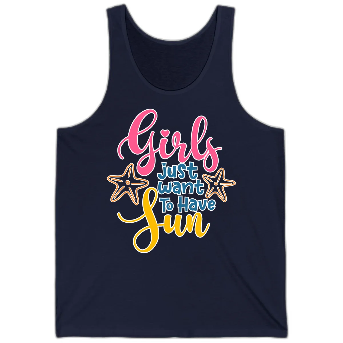 Girls Just Want To Have Fun Cruise Tank Top in Navy