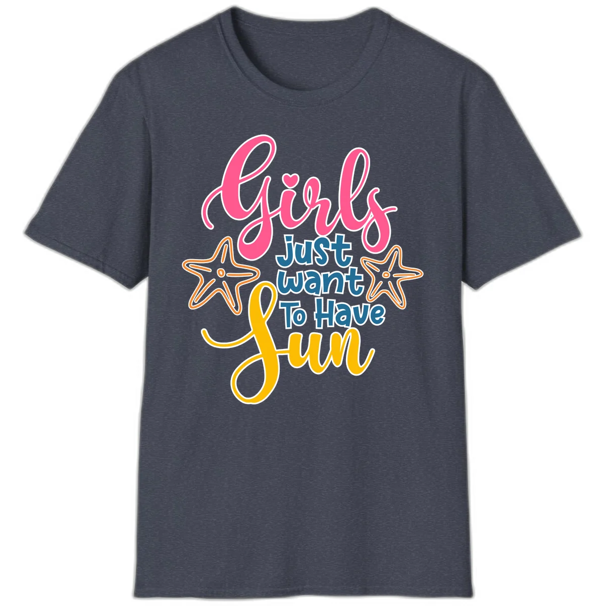 Girls Just Want To Have Fun Cruise T-Shirt in Heather Navy