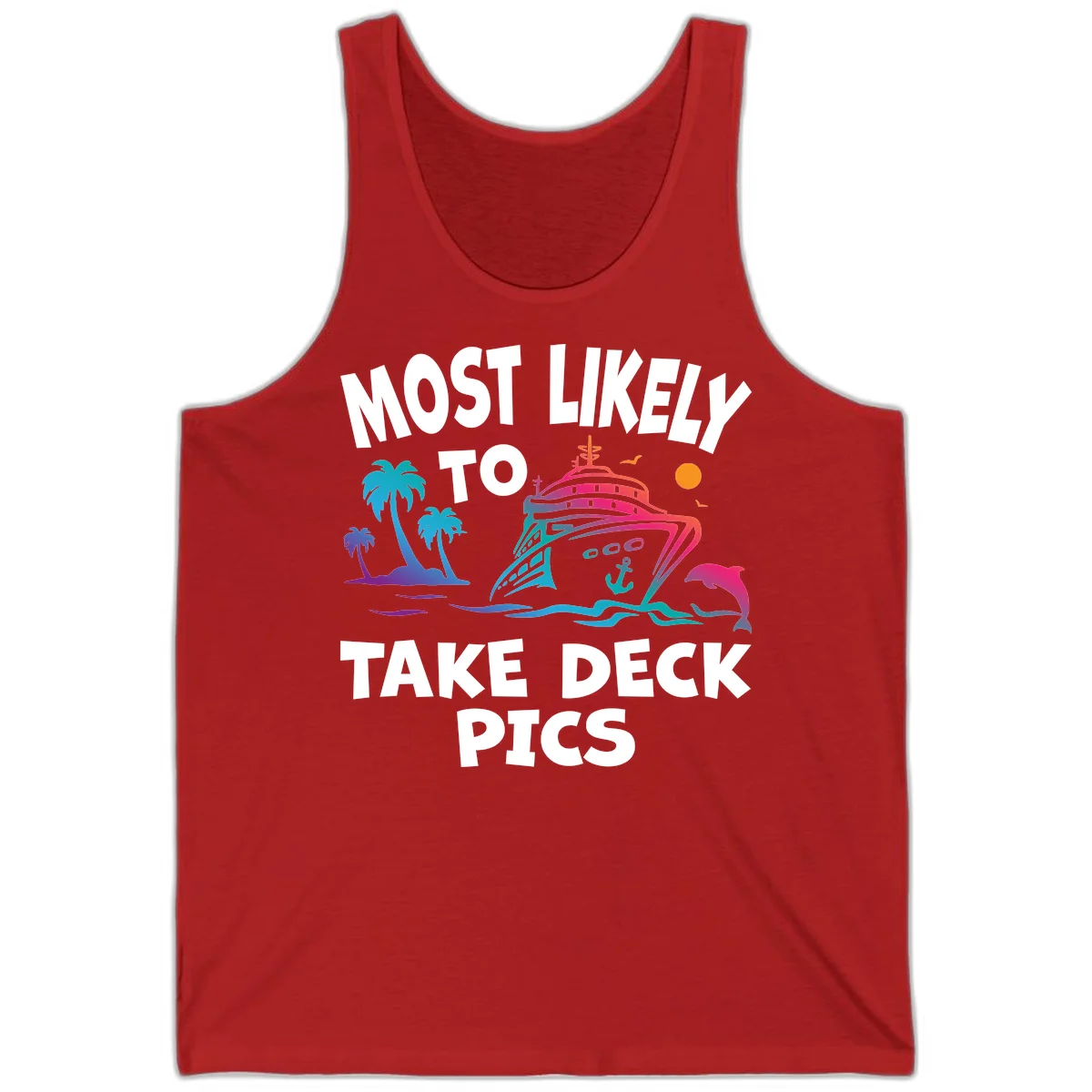Most Likely To Take Deck Pics Tank Top in Red