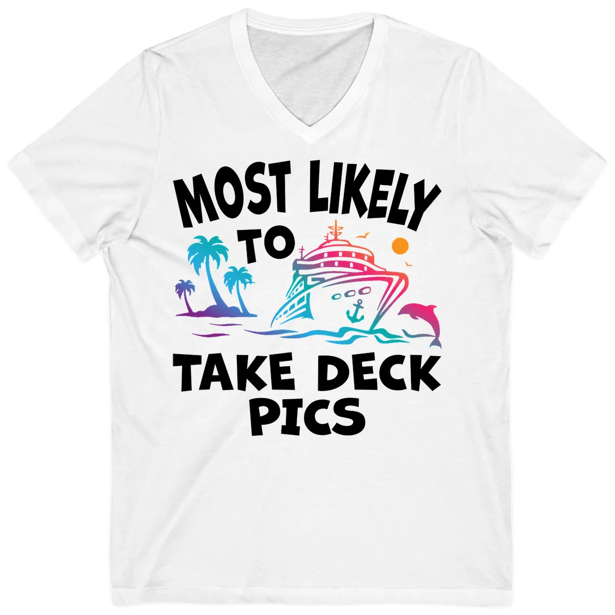 Most Likely To Take Deck Pics V-Neck in White