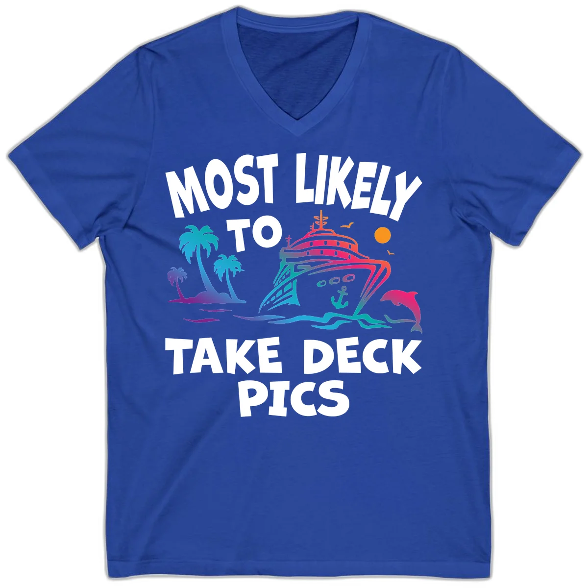 Most Likely To Take Deck Pics V-Neck in True Royal