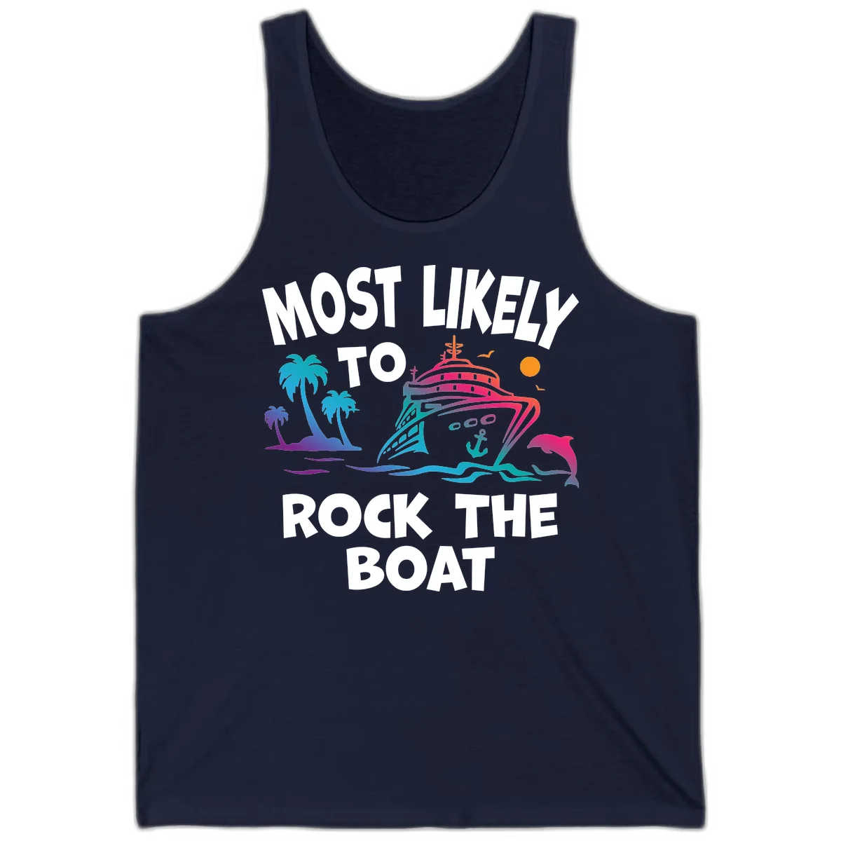 Most Likely To Rock The Boat Tank in Navy