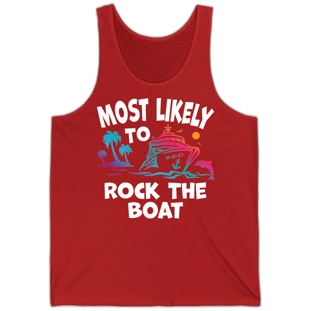Most Likely To Rock The Boat Tank in Red