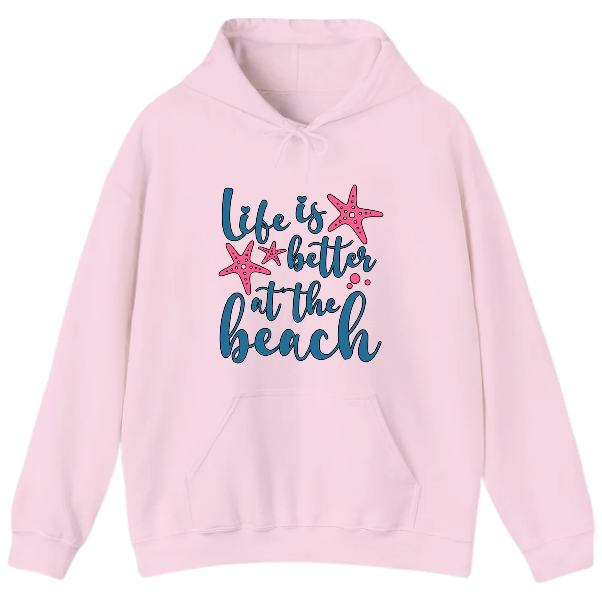 Life Is Better At The Beach Hoodie in Light Pink