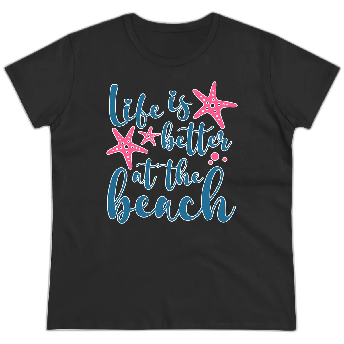 Life Is Better At The Beach Ladies Tee in Black