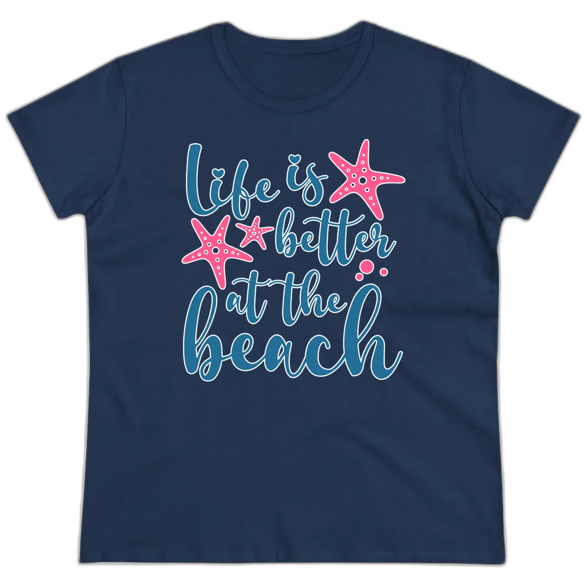Life Is Better At The Beach Ladies Tee in Navy