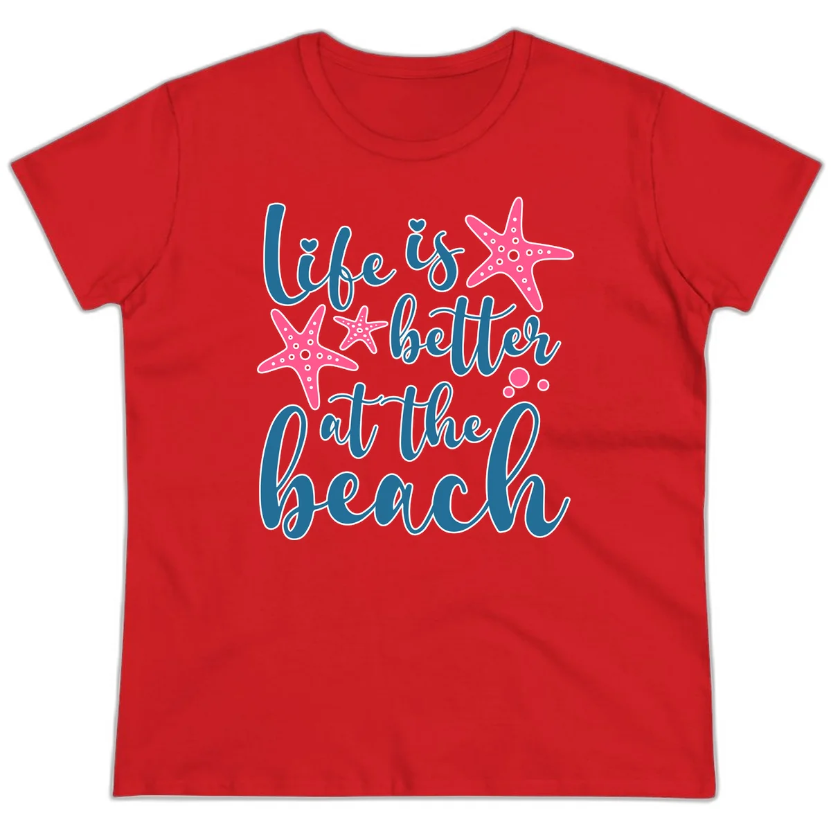 Life Is Better At The Beach Ladies Tee in Red