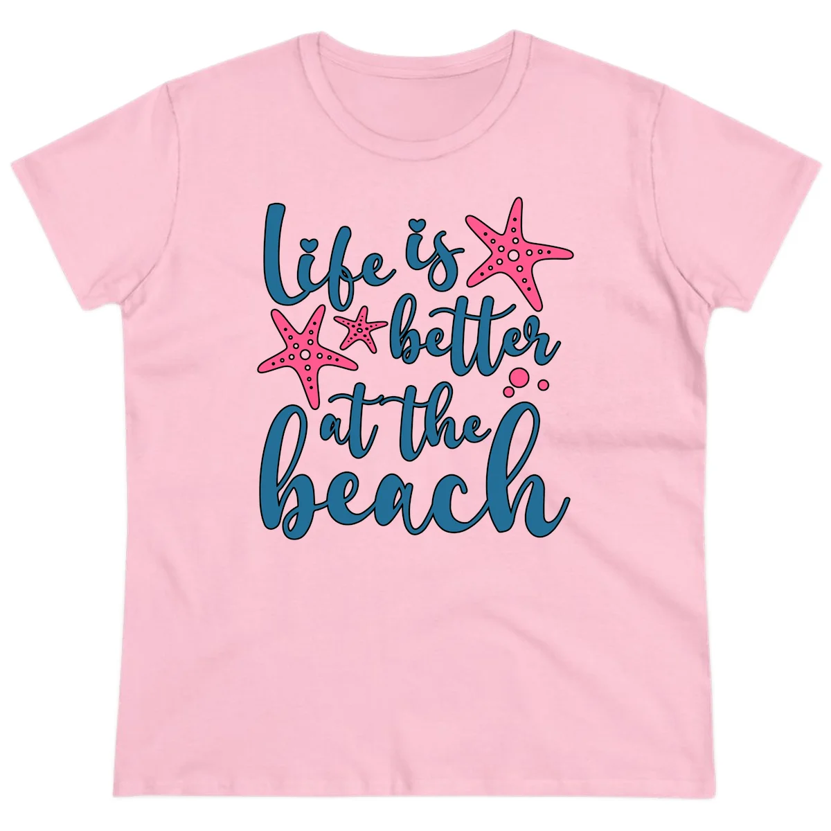 Life Is Better At The Beach Ladies Tee in Light Pink