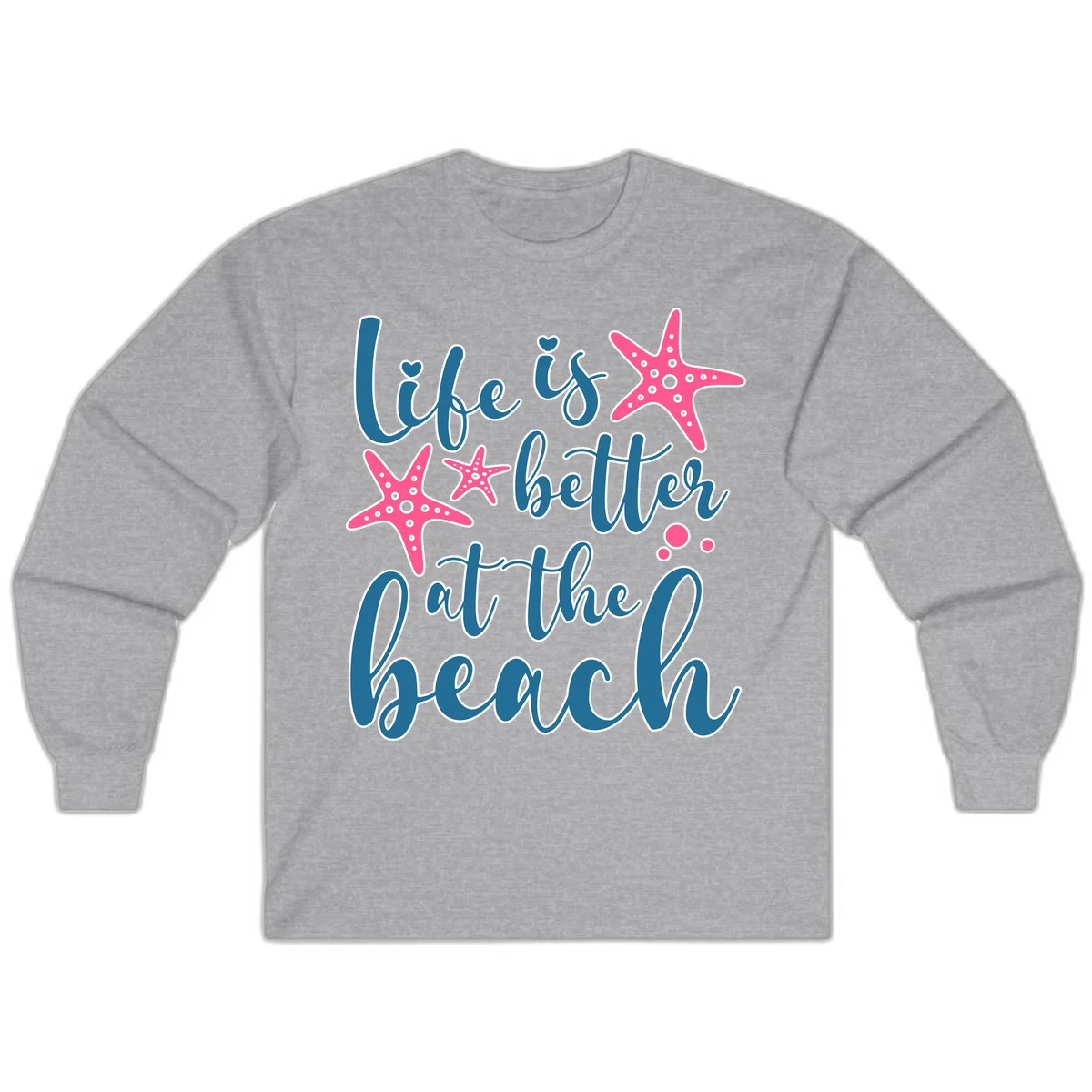 Life Is Better At The Beach Long Sleeve in Sport Grey