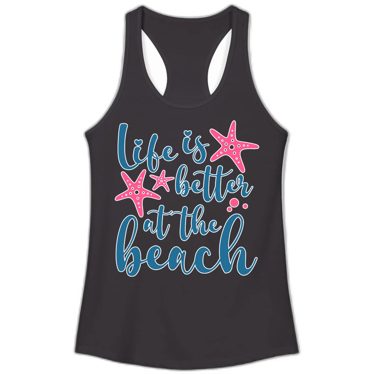 Life Is Better At The Beach Ladies Tank in Black