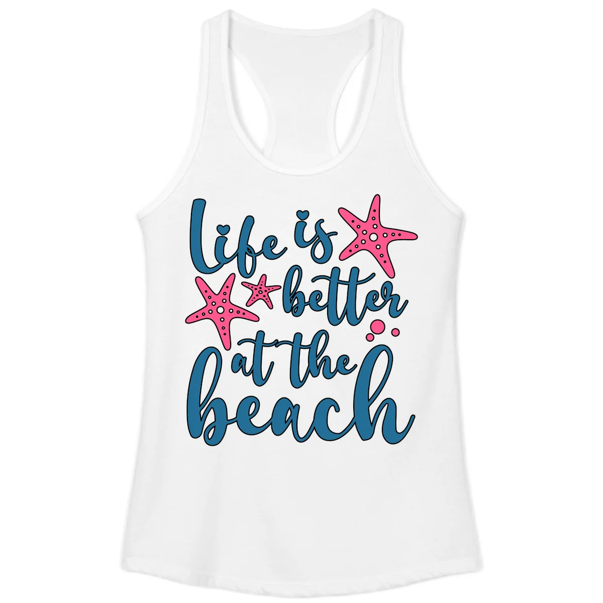 Life Is Better At The Beach Ladies Tank in White