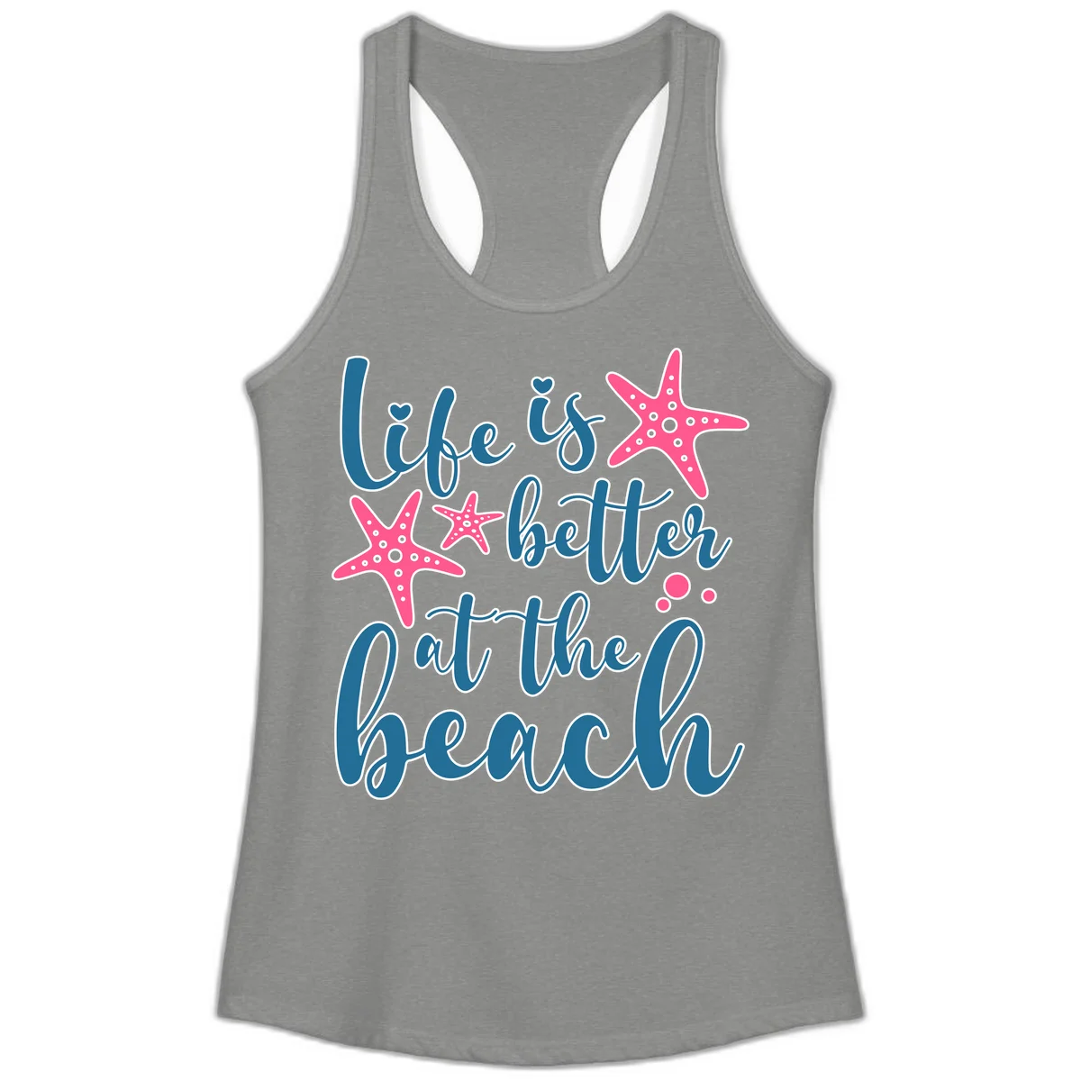Life Is Better At The Beach Ladies Tank in Heather Grey