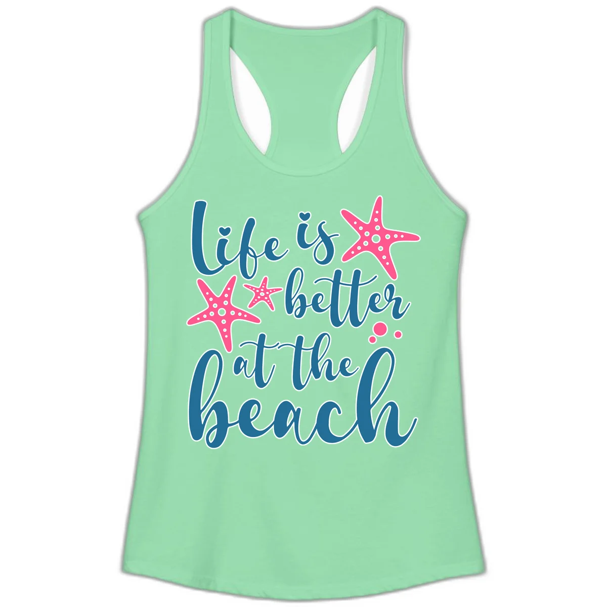 Life Is Better At The Beach Ladies Tank in Solid Mint