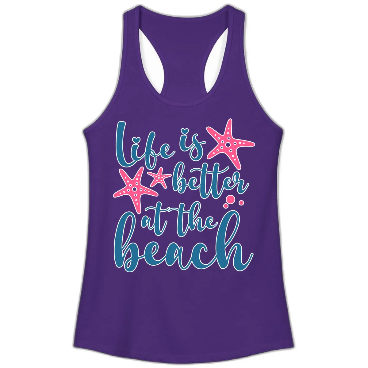 Life Is Better At The Beach Ladies Tank in Solid Purple Rush