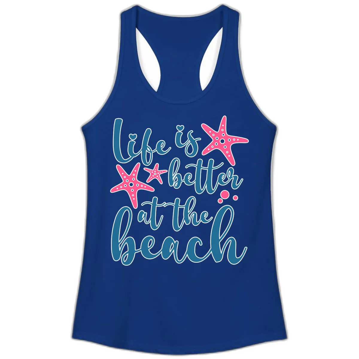 Life Is Better At The Beach Ladies Tank in Solid Royal