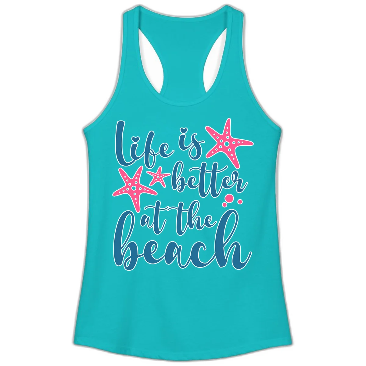 Life Is Better At The Beach Ladies Tank in Tahiti Blue