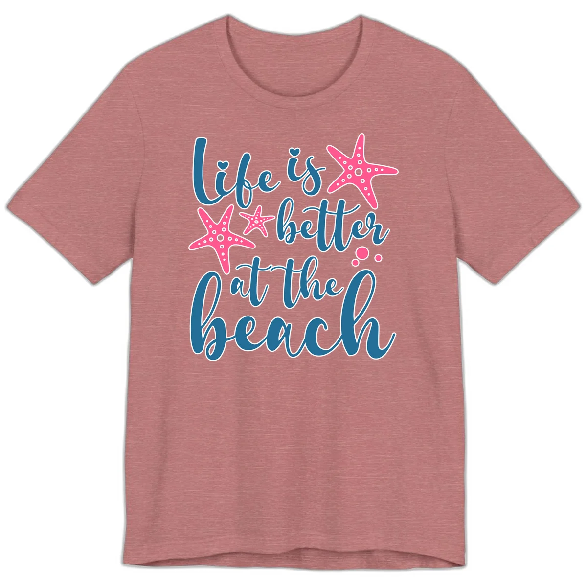 Life Is Better At The Beach Premium T-Shirt in Heather Mauve