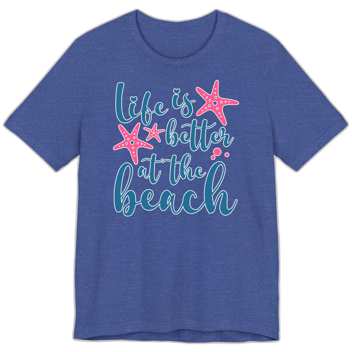Life Is Better At The Beach Premium T-Shirt in Heather True Royal