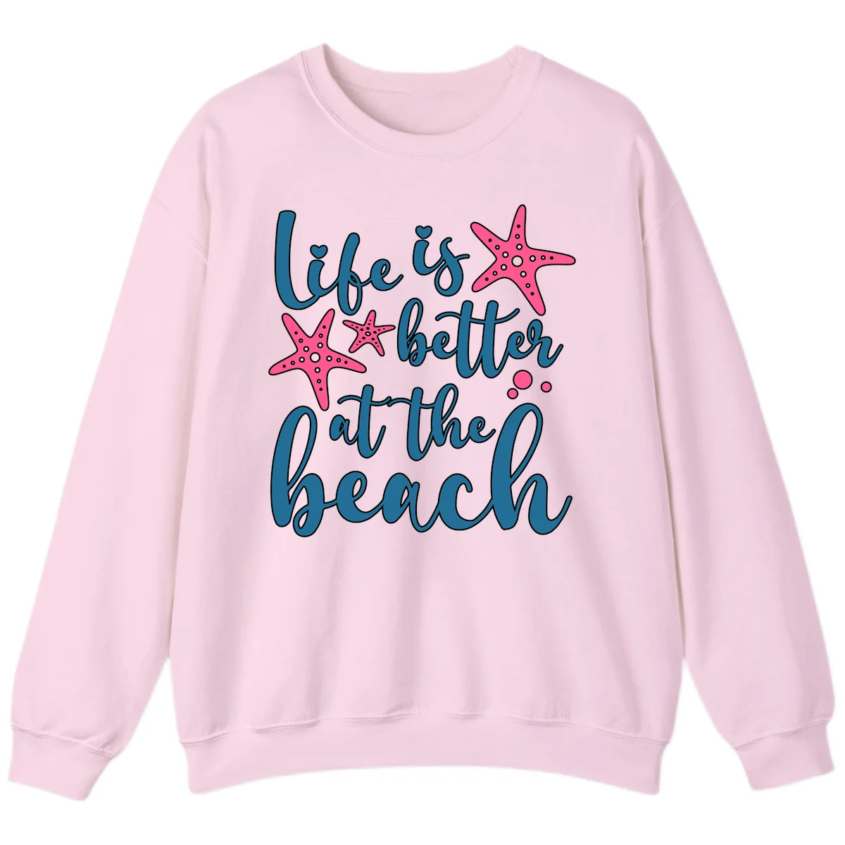 Life Is Better At The Beach Sweatshirt in Light Pink