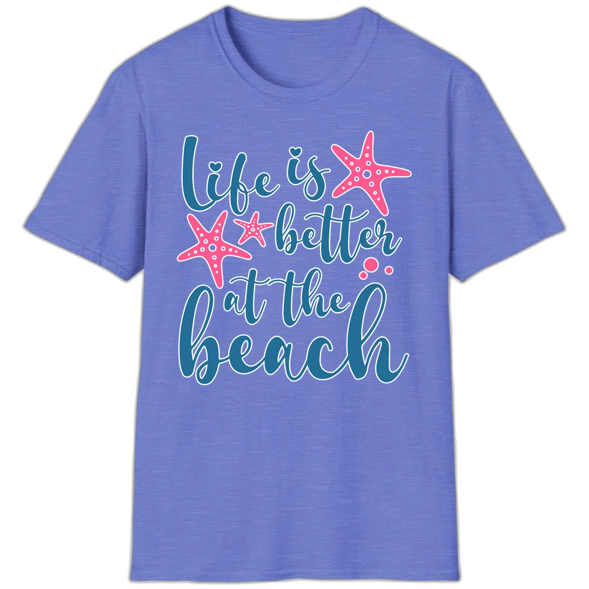 Life Is Better At The Beach T-Shirt in Heather Royal