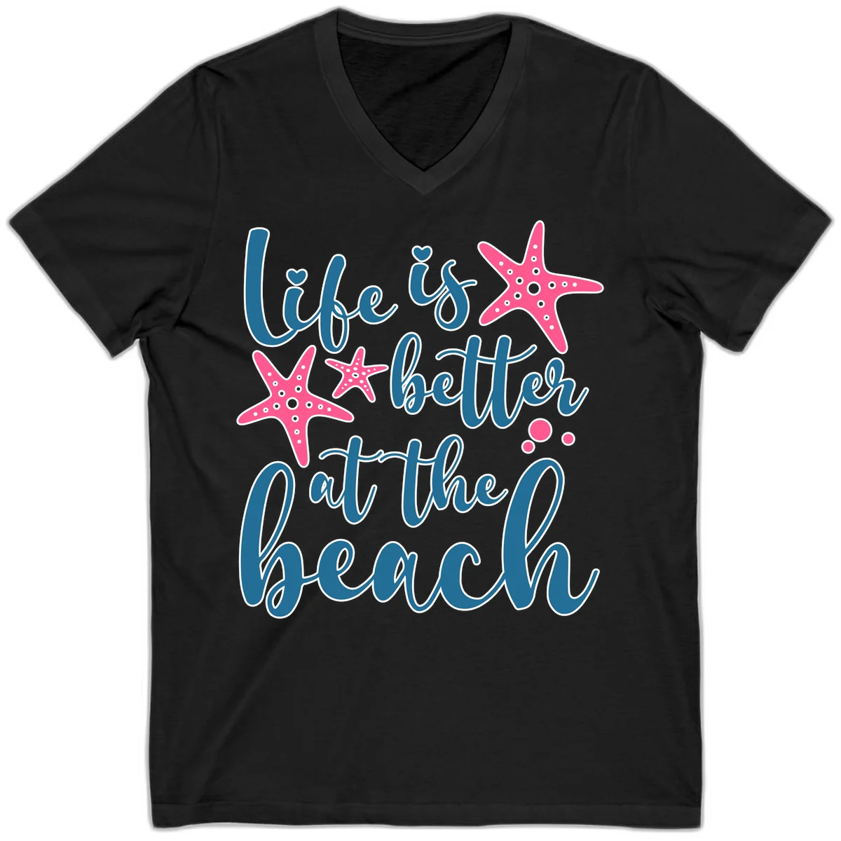 Life Is Better At The Beach V-Neck in Black