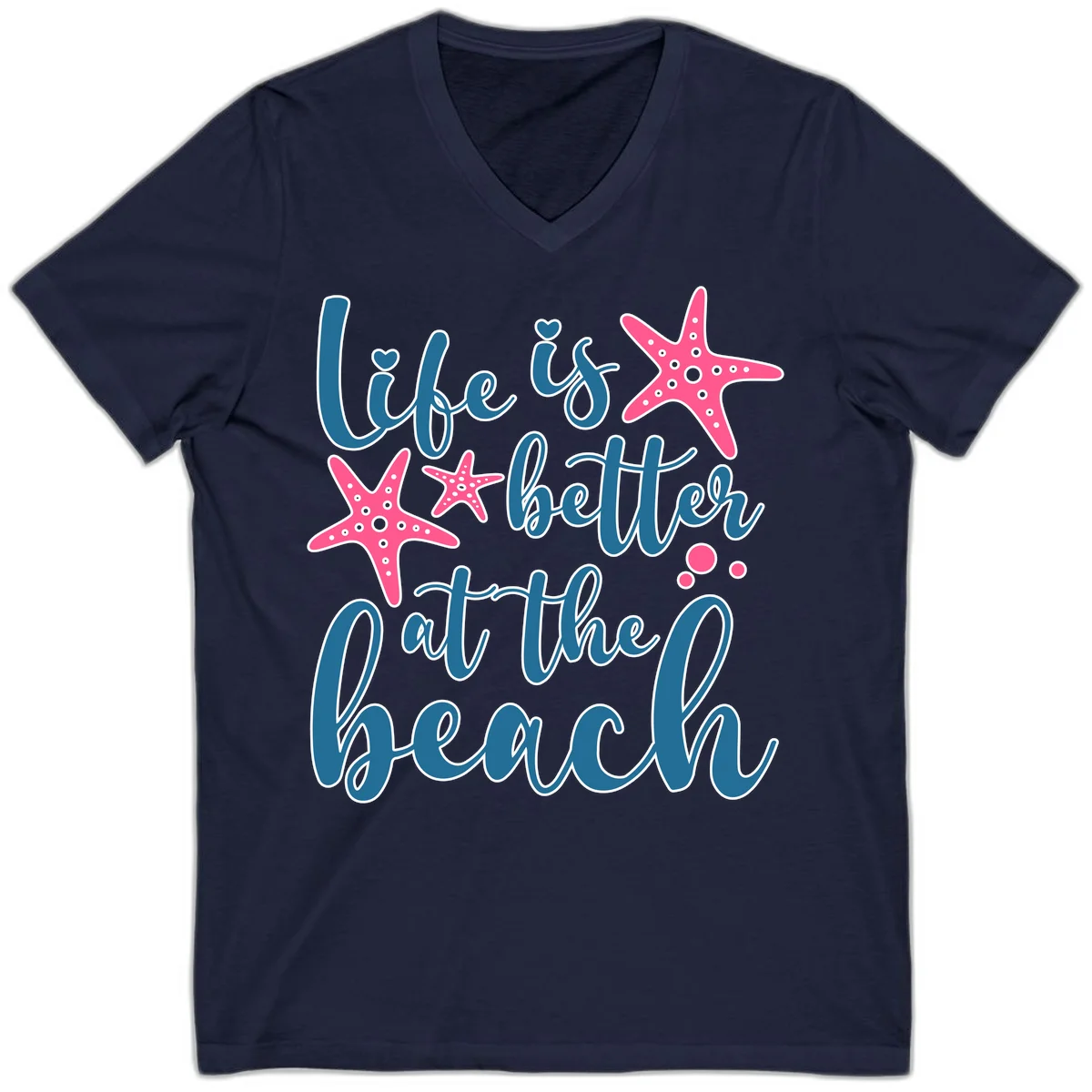 Life Is Better At The Beach V-Neck in Navy