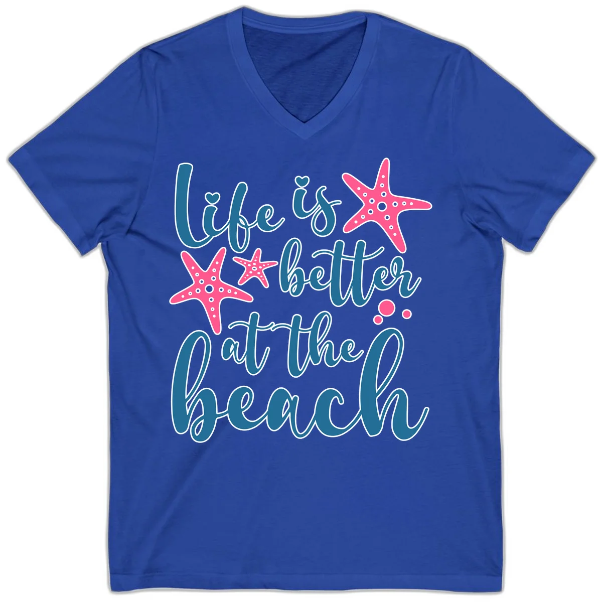 Life Is Better At The Beach V-Neck in True Royal