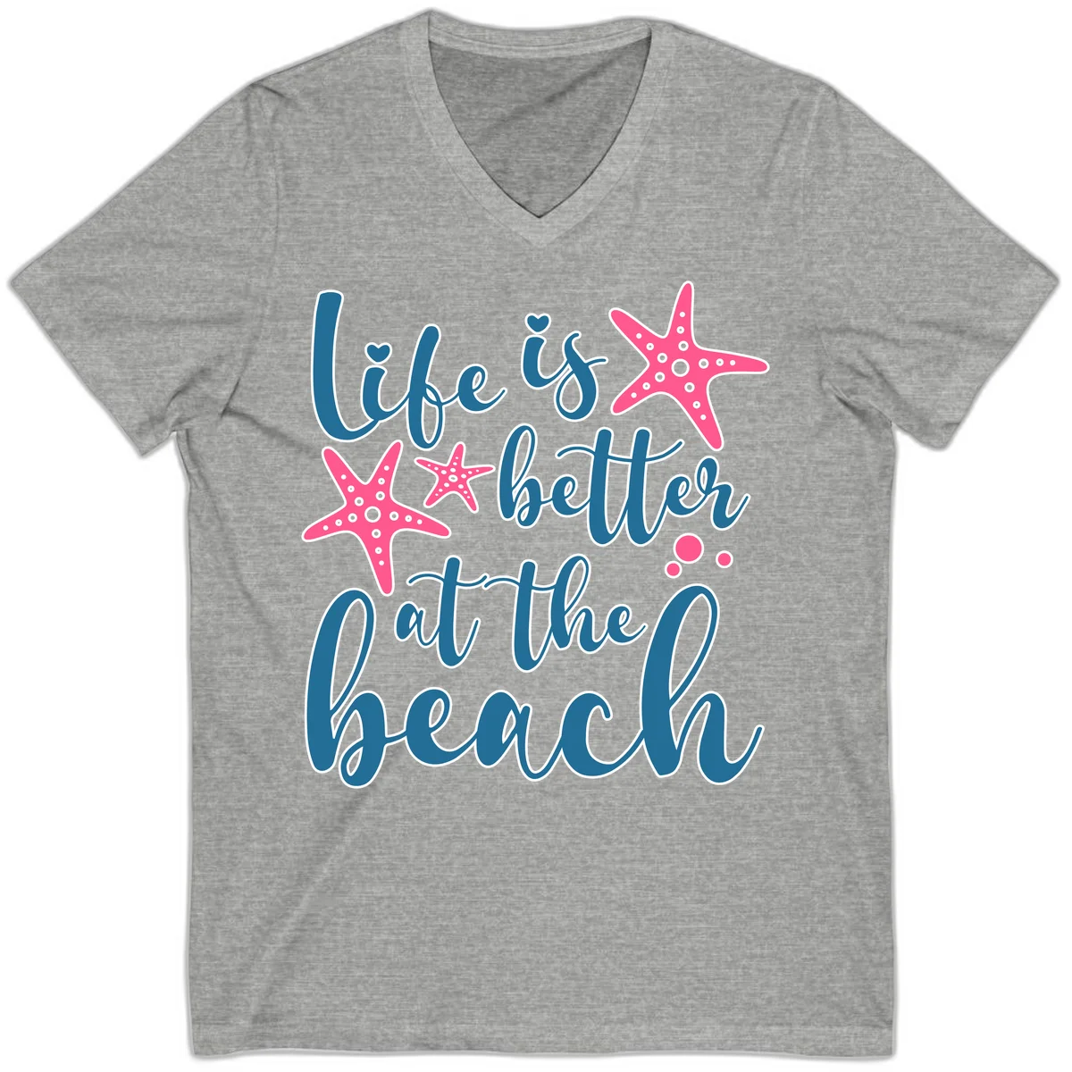 Life Is Better At The Beach V-Neck in Athletic Heather