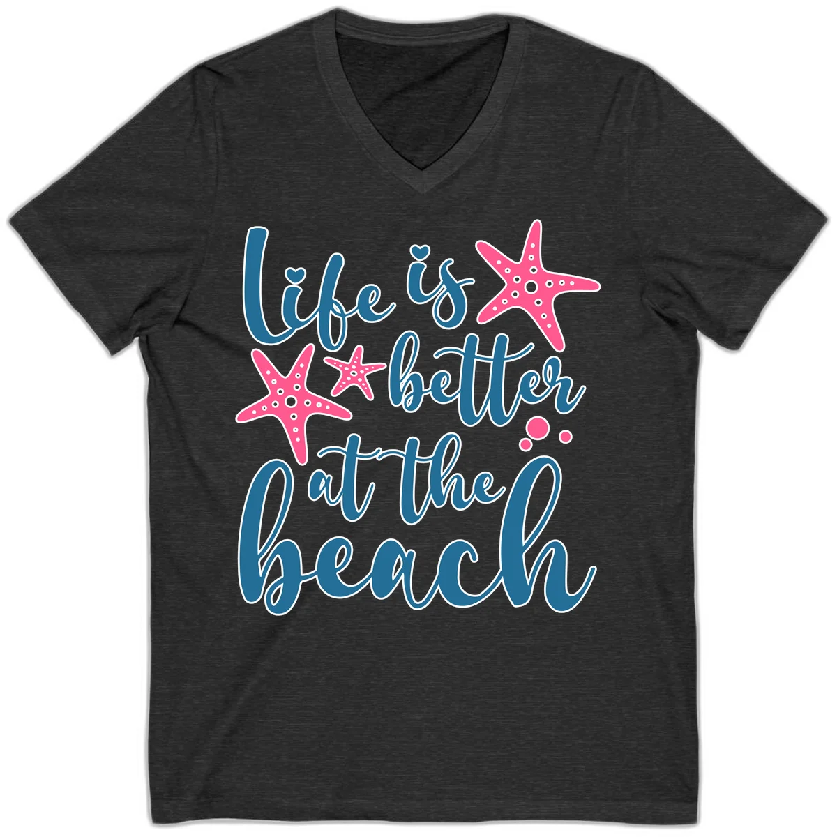 Life Is Better At The Beach V-Neck in Dark Grey Heather