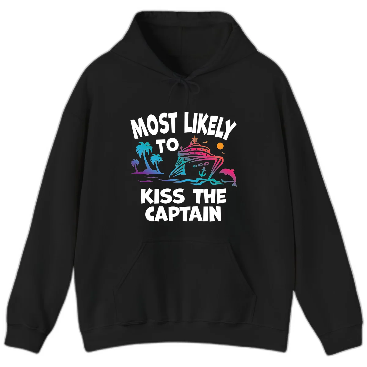 Most Likely To Kiss The Captain Hoodie in Black