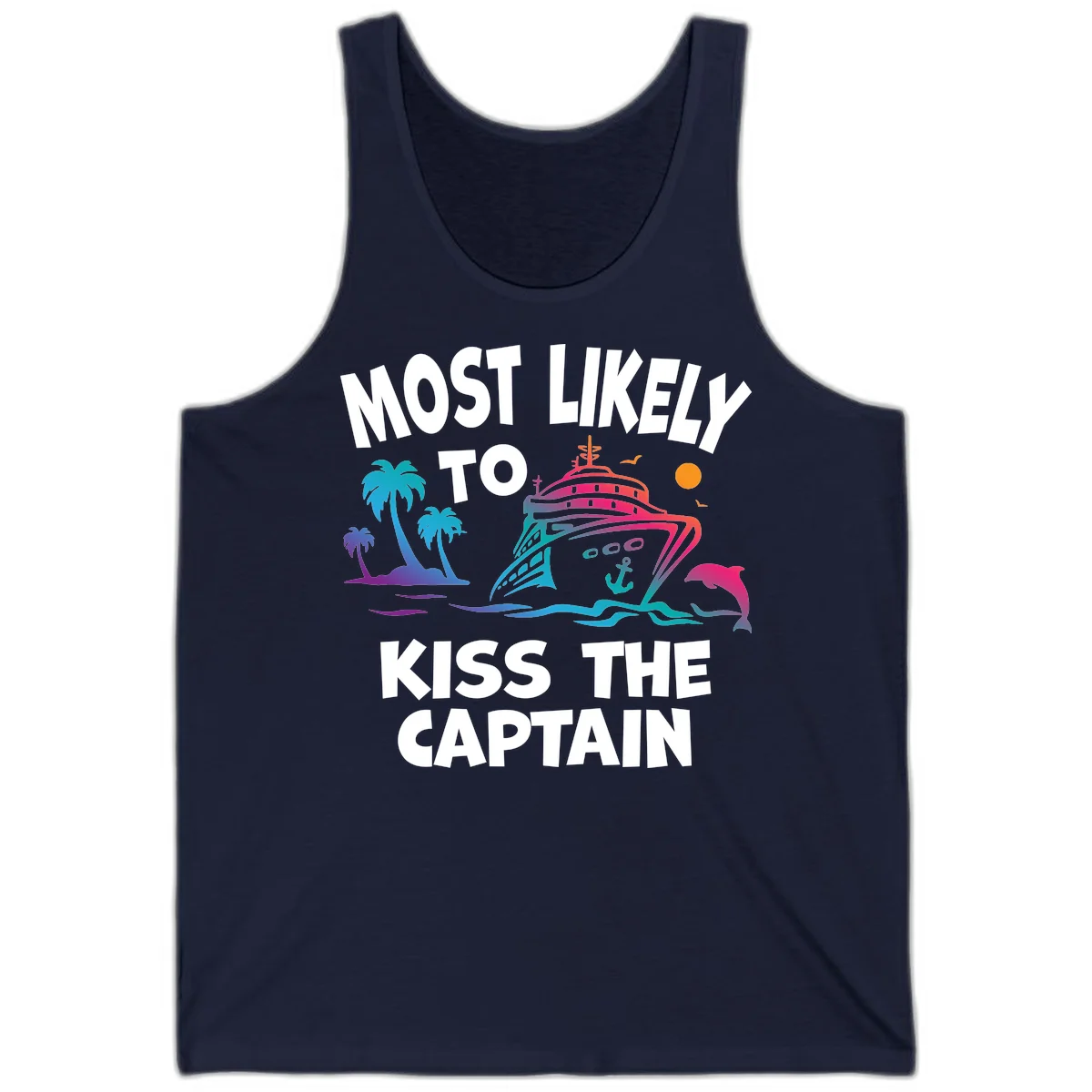 Most Likely To Kiss The Captain Tank in Navy
