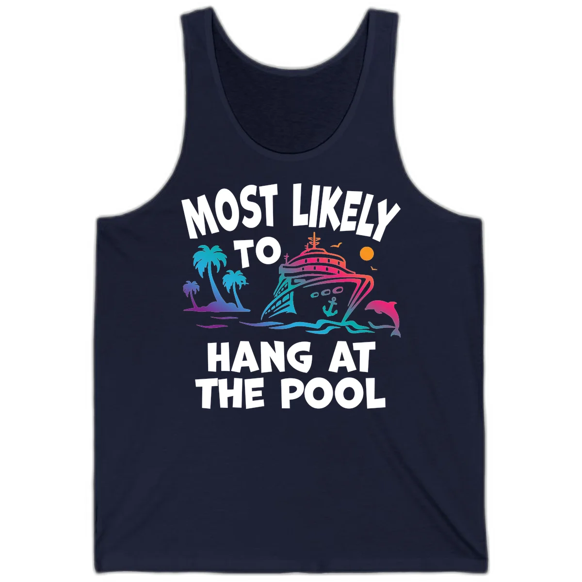 Most Likely To Hang At The Pool Tank Top in Navy