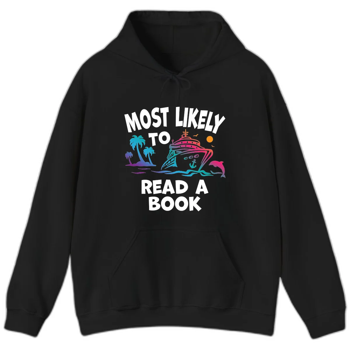 Most Likely To Read A Book Cruise Hoodie in Black
