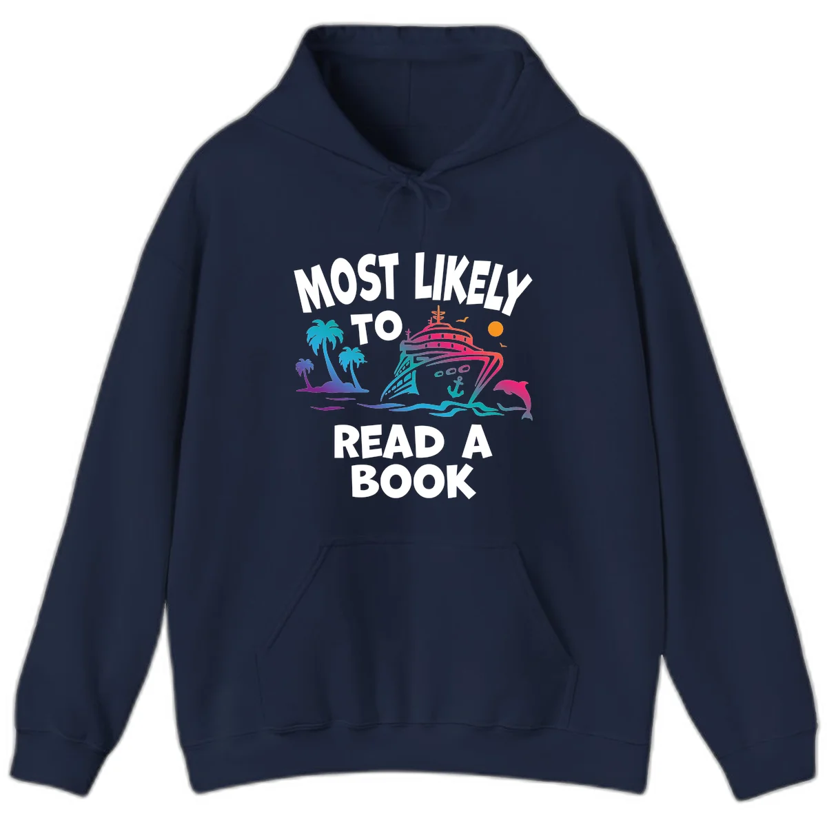 Most Likely To Read A Book Cruise Hoodie in Navy