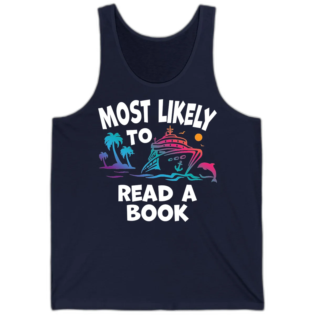 Most Likely To Read A Book Cruise Tank in Navy