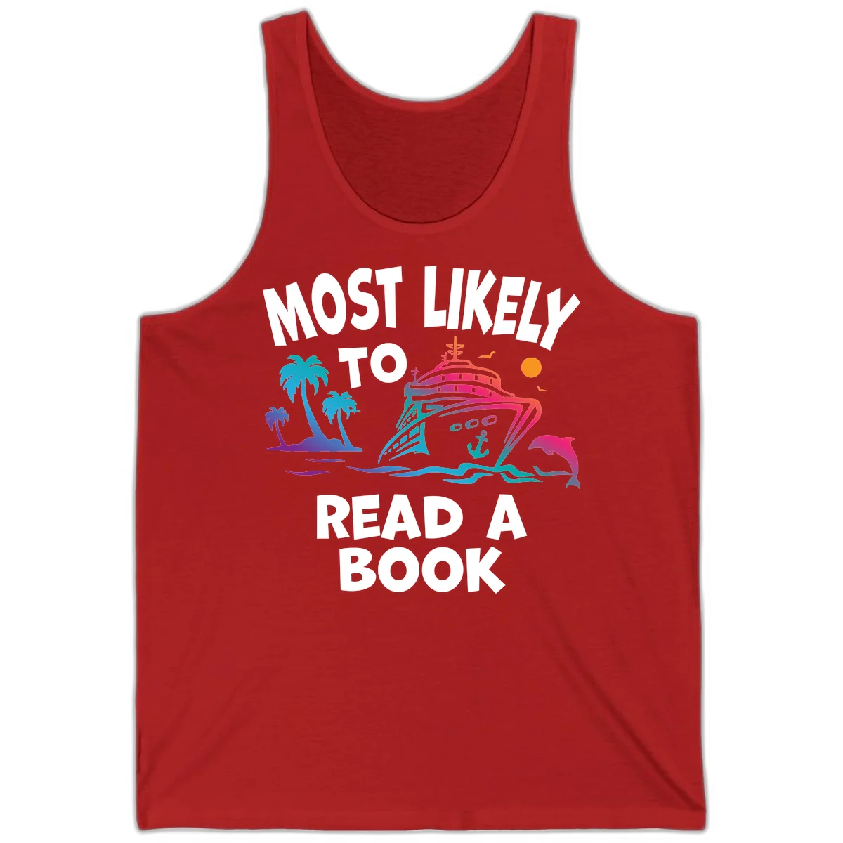 Most Likely To Read A Book Cruise Tank in Red