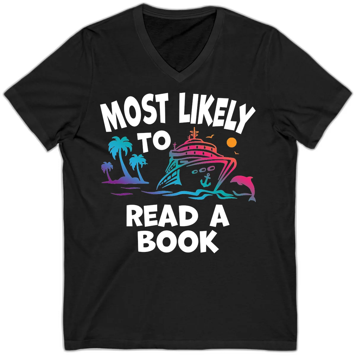 Most Likely To Read A Book Cruise V-Neck in Black