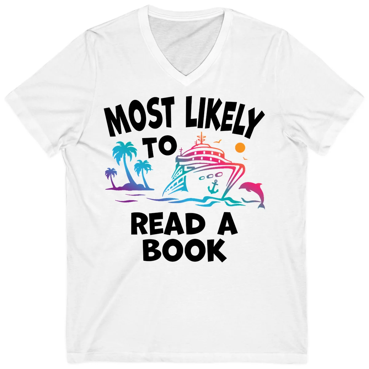 Most Likely To Read A Book Cruise V-Neck in White