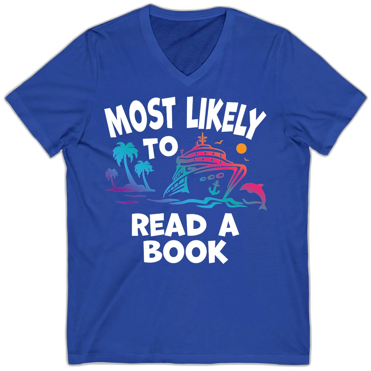 Most Likely To Read A Book Cruise V-Neck in True Royal