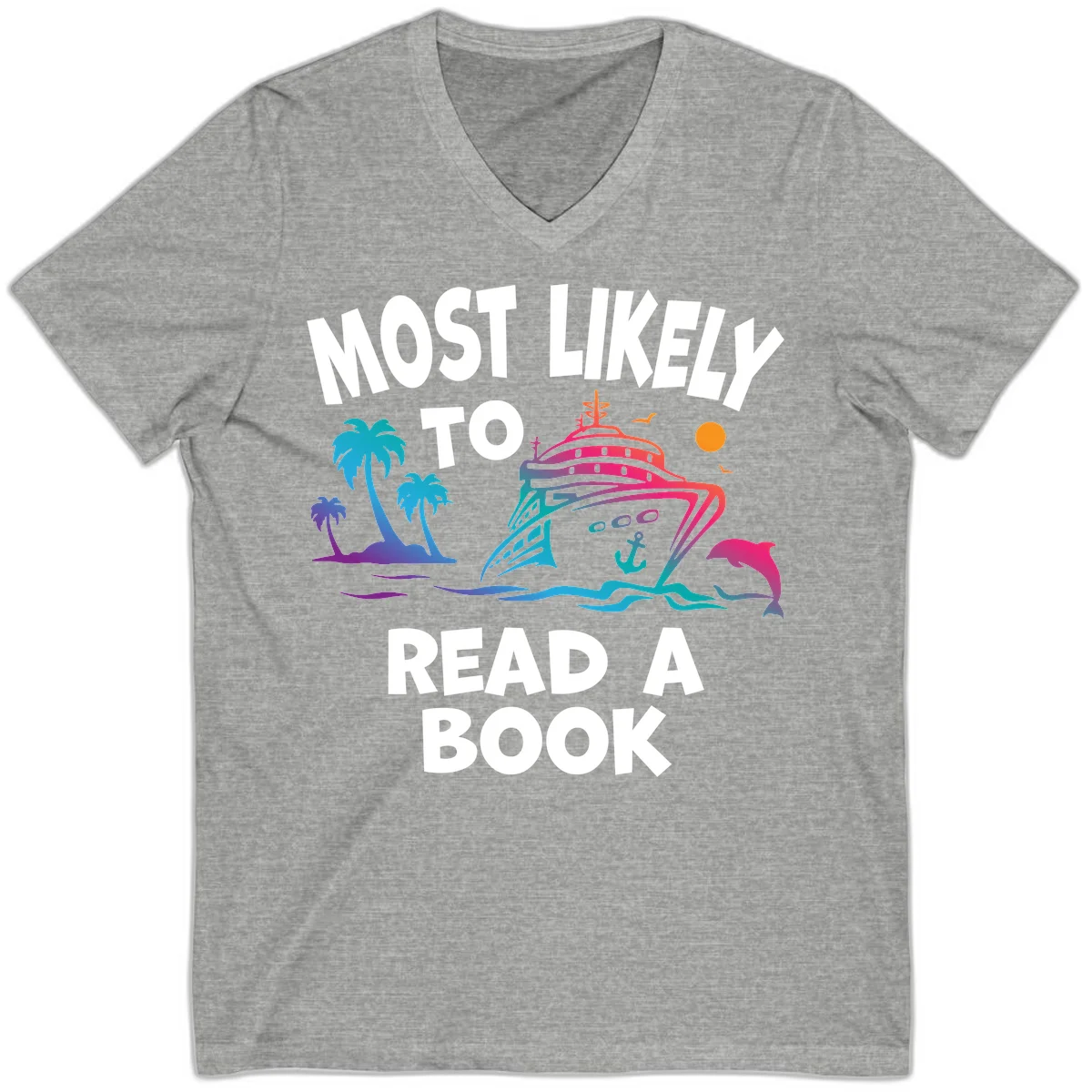 Most Likely To Read A Book Cruise V-Neck in Athletic Heather