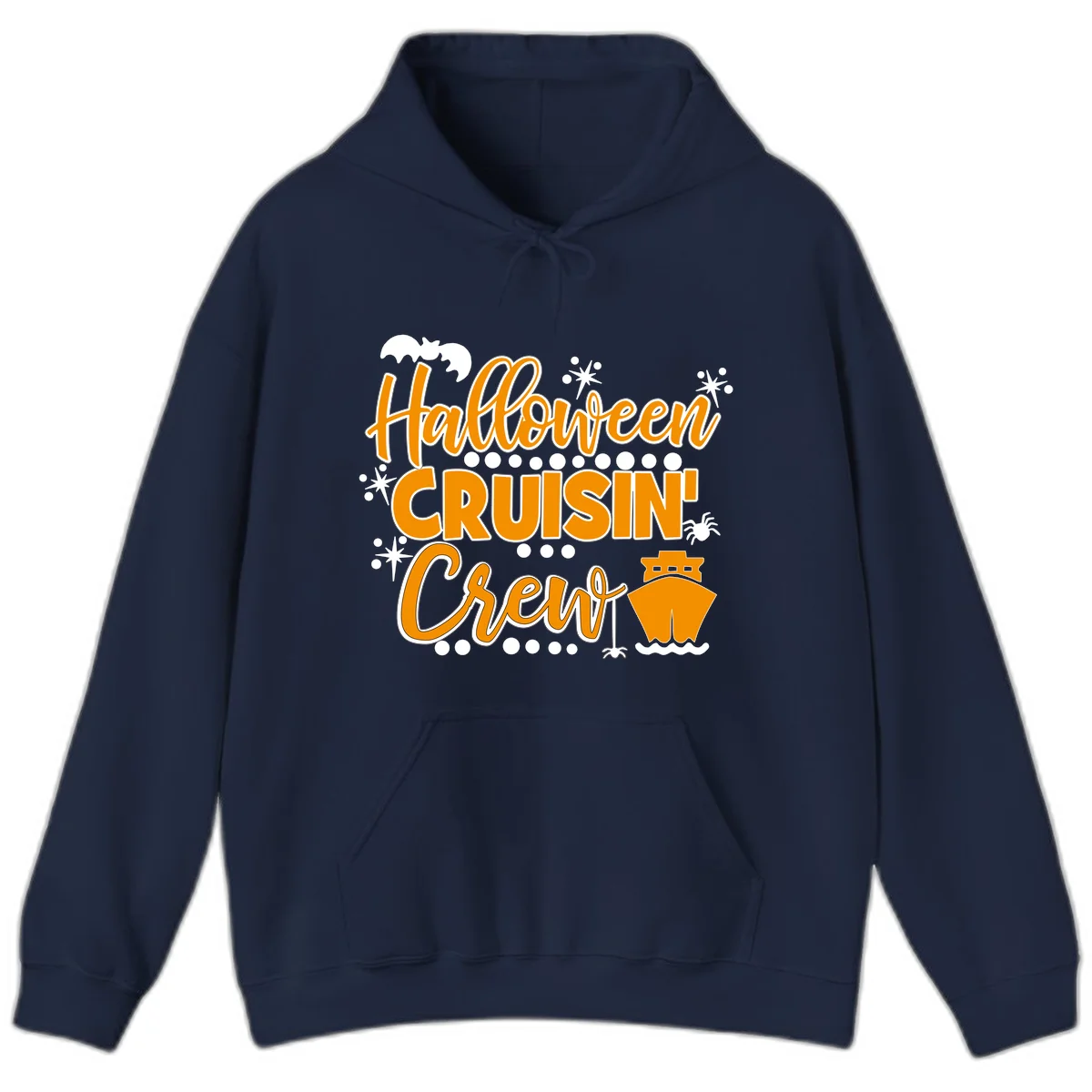 Halloween Cruisin' Crew Hoodie for Spooky Cruises in Navy