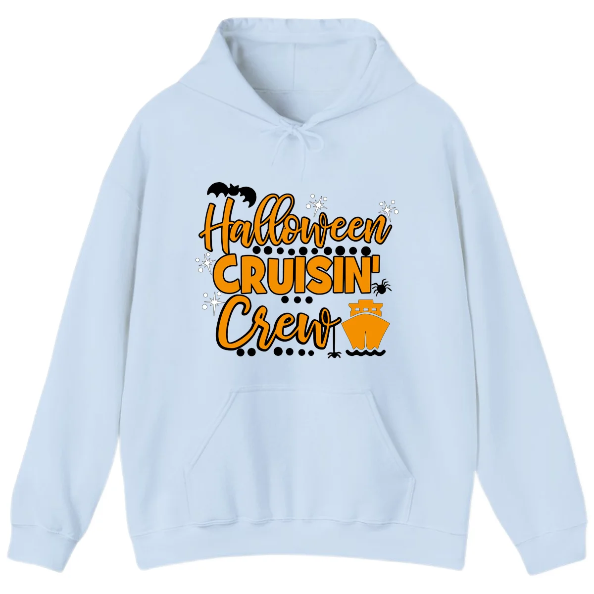 Halloween Cruisin' Crew Hoodie for Spooky Cruises in Light Blue