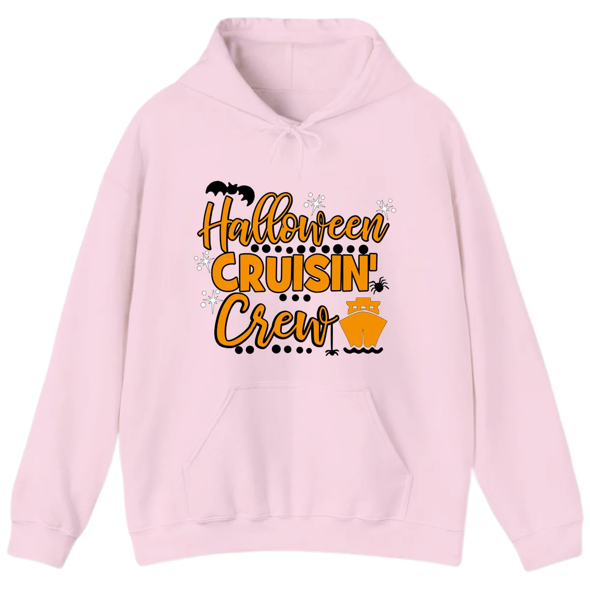 Halloween Cruisin' Crew Hoodie for Spooky Cruises in Light Pink