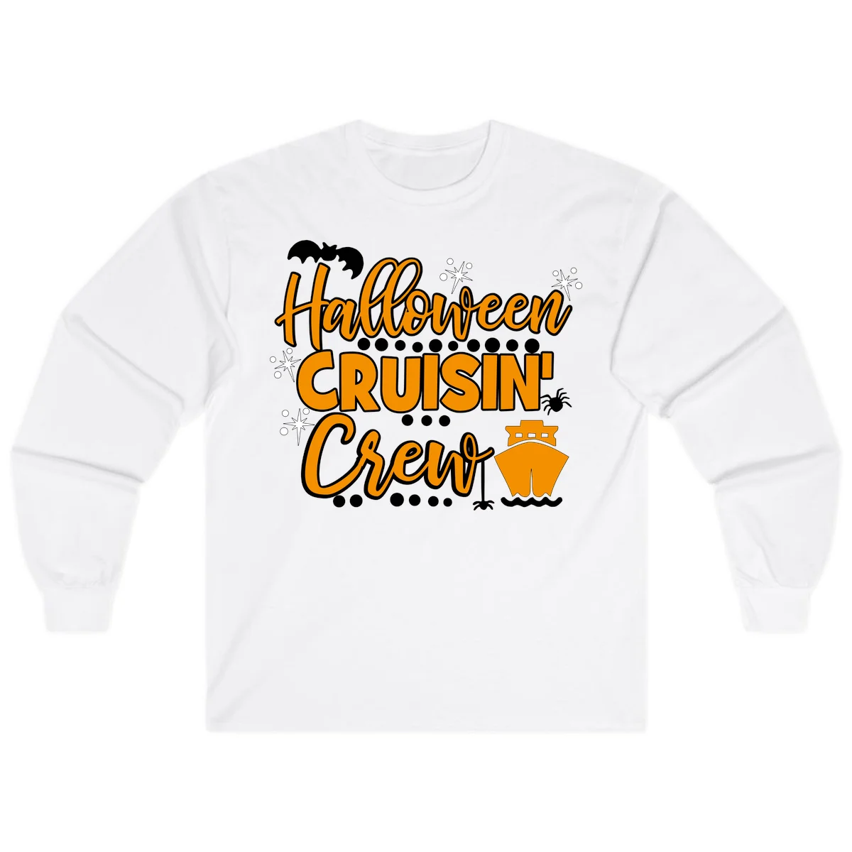 Halloween Cruisin' Crew Long Sleeve for Fall Cruise in White