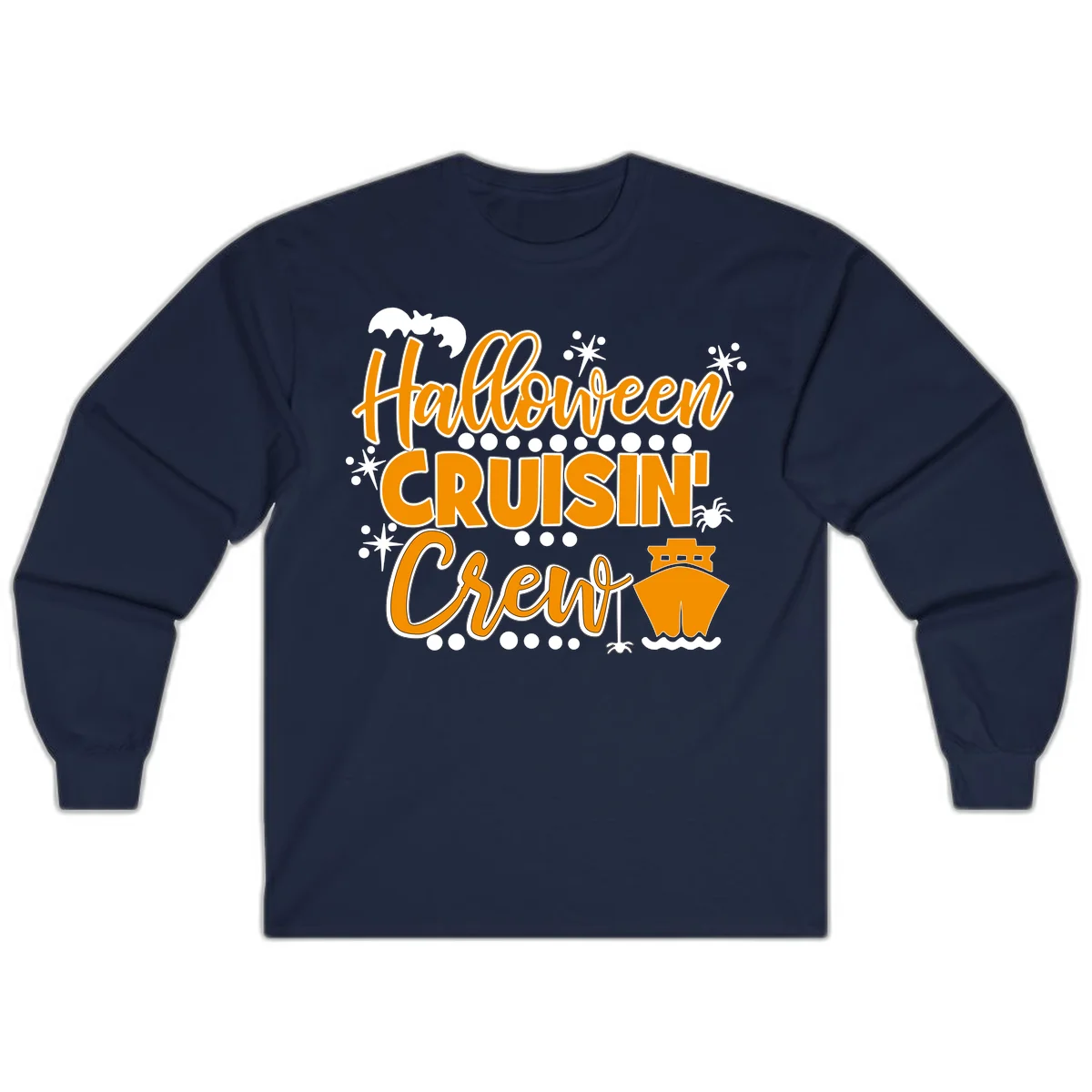 Halloween Cruisin' Crew Long Sleeve for Fall Cruise in Navy